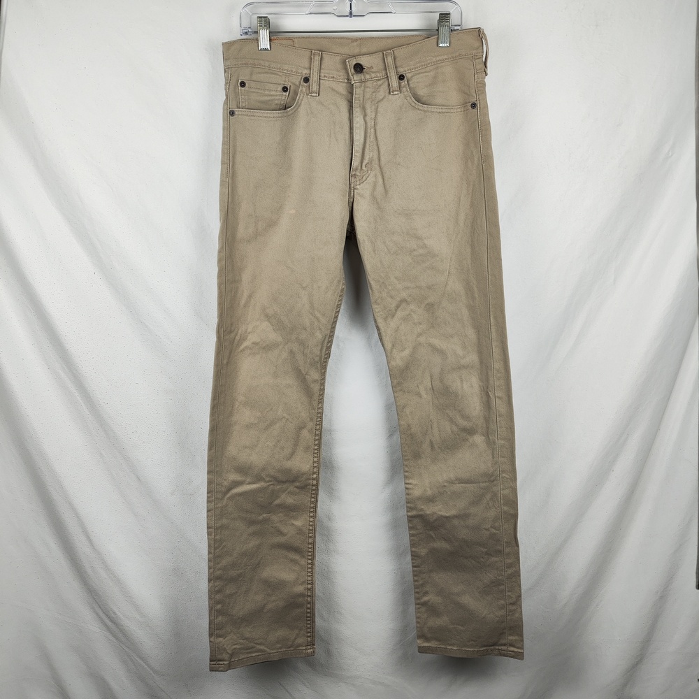 Levis 513 Jeans Mens 32x30 Beige Light Wash Slim Straight Denim Pants Casual